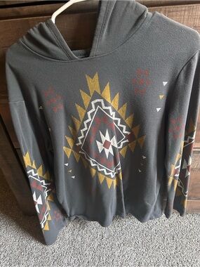 Wrangler Aztec Hooded Long Sleeve Top